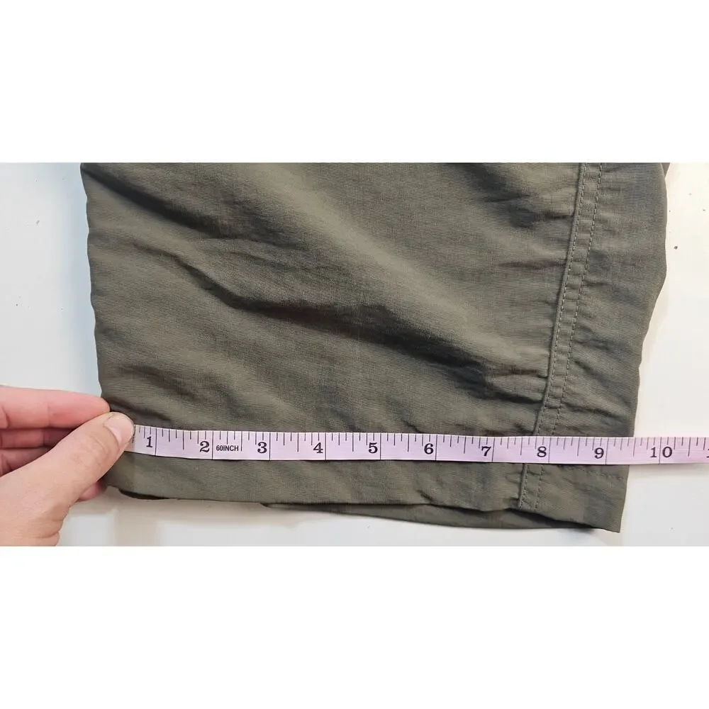 The North Face green khaki convertible packable hiking pants sz XL w/ belt nylon
